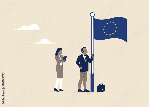 United States economy collapse. Symbol of crisis, recession, downfall and stock market crash. Vector illustration concept.