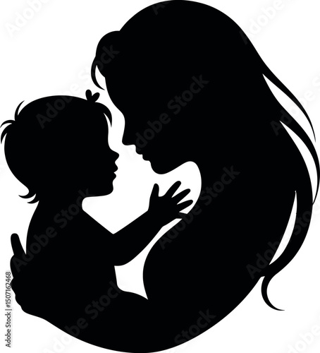 Mother and Baby Silhouette: A tender silhouette of a mother lovingly embracing her baby, symbolizing the unbreakable bond of motherhood.