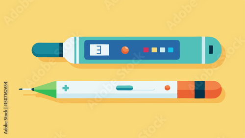 Multifunctional Probe A compact device with a pointed end that resembles a pen featuring multiple sensor tips for measuring temperature oxygen levels and glucose with indicator