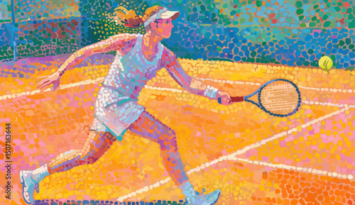 abstract illustration of tennis court