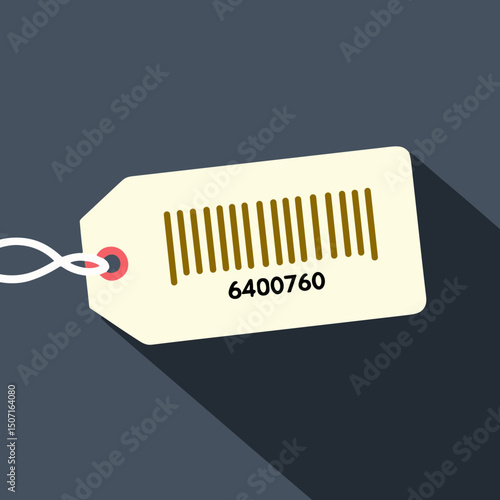Shipping and Delivery tag with barcode on dark background  