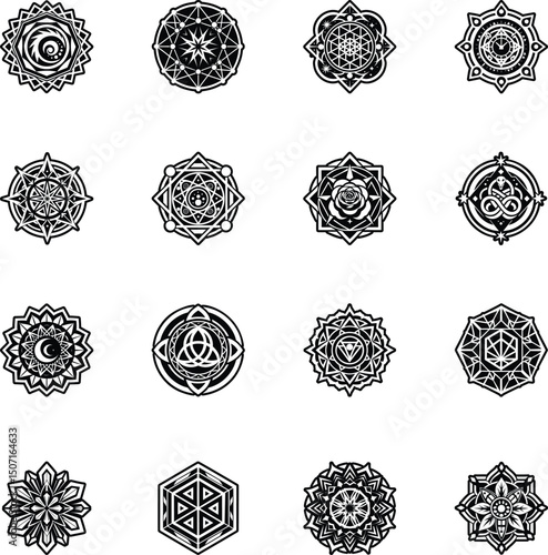 Set of Mystical Symbol Filled Style Icons 

