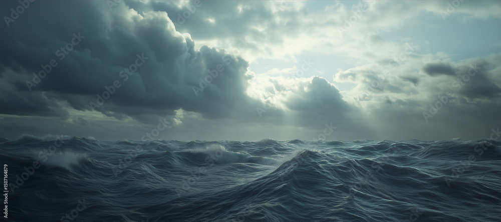 Fototapeta premium Isolated ocean view with rising storm