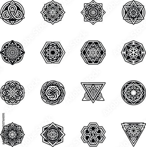 Pack of Geometric Artwork Glyph Style Icons

