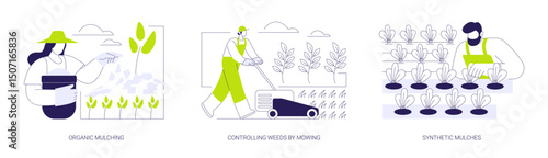 Weed management isolated cartoon vector illustrations se