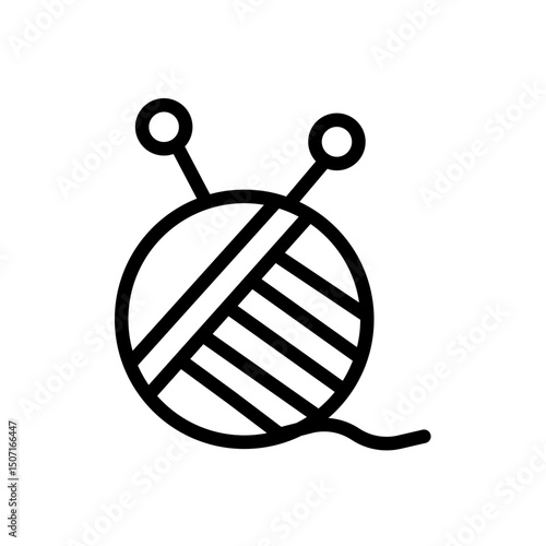 ball of yarn and knitting needles vector icon