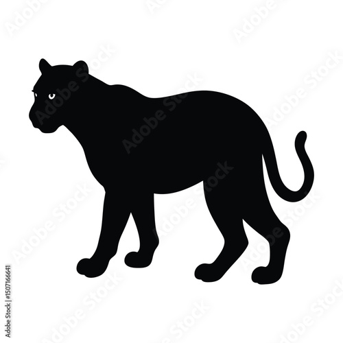 Leopard in Shadows Vector Silhouette