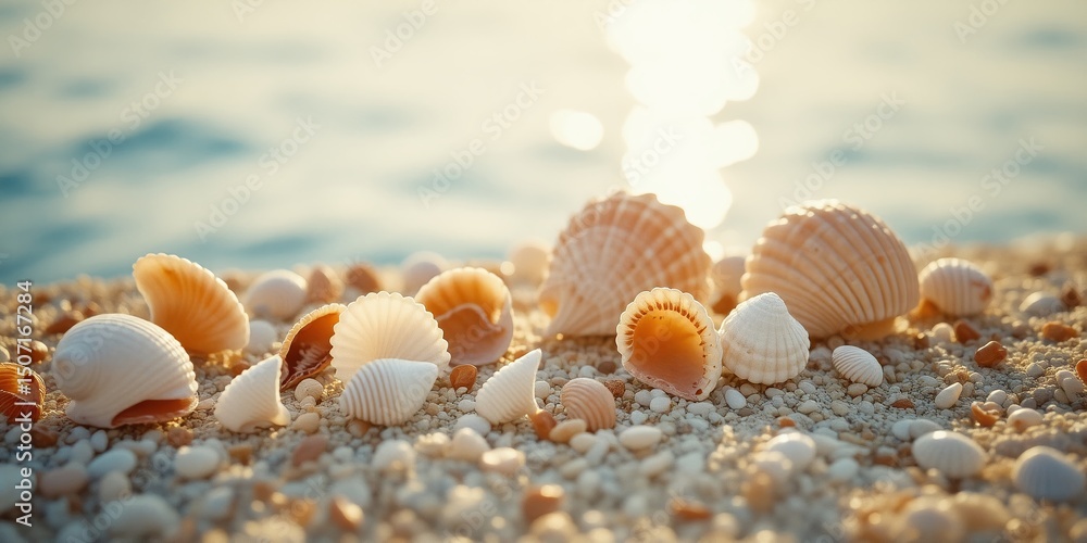 Fototapeta premium Amalfi Coast Seashells - Abstract Watercolor Art