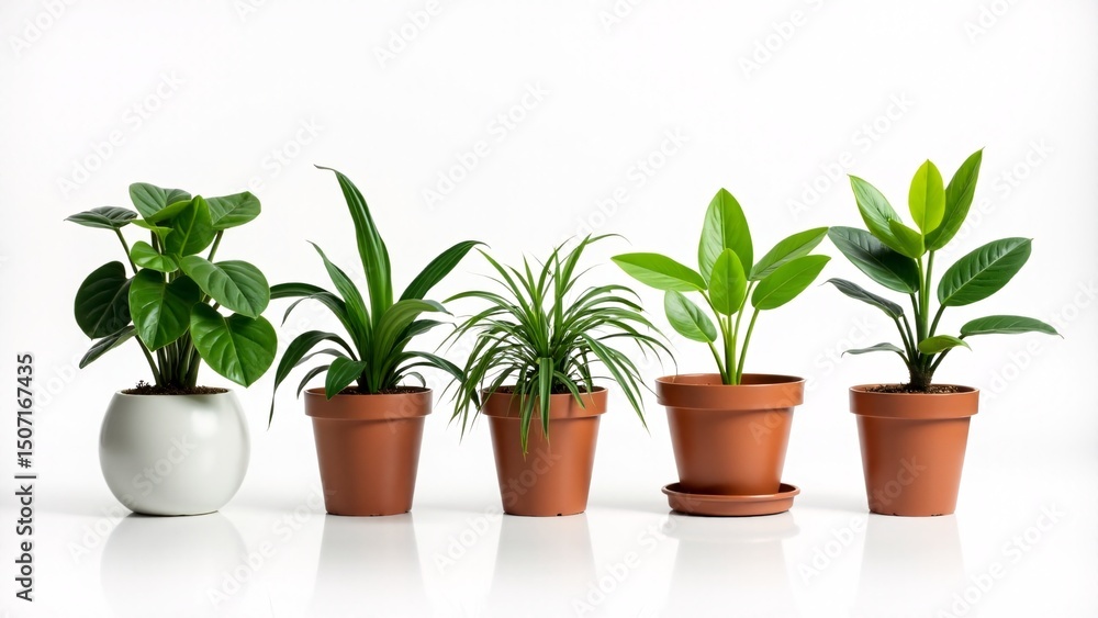 Obraz premium Variety Of Potted Plants On White