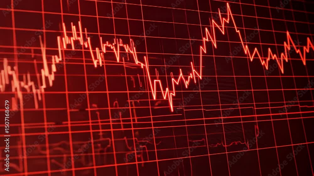 Red financial market chart showing price crash Red financial market chart showing price crash