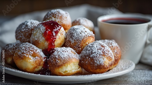 Wallpaper Mural Delicious Danish Pancake Balls and Coffee Breakfast Torontodigital.ca