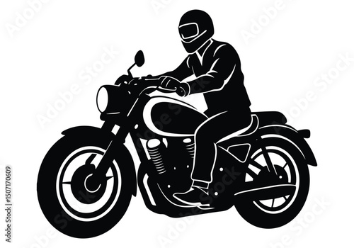 Motorcycle Rider  silhouette  on white background