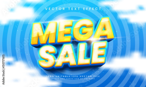 Mega sale 3d editable vector text effect. Modern theme,  suitable for promotion product sale.