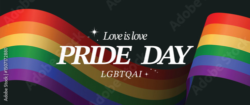 Happy Pride month background vector. LGBTQ community symbol with rainbow, pride flag, heart. Design for celebration, bisexual, transgender, Party poster, rights, ads.