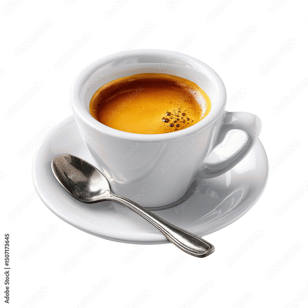 Naklejka premium Aromatic Espresso in White Cup and Saucer