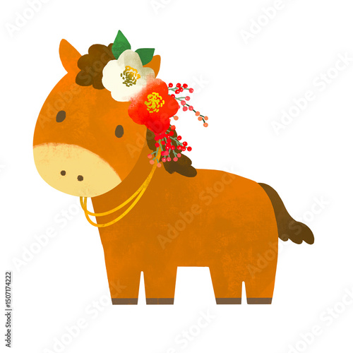 午年　かわいい馬のイラスト