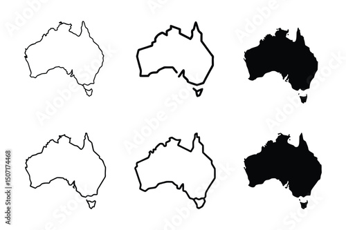 Set of map of australia icon vector illustration on white background.