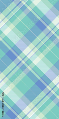 Warp check fabric texture, border vector seamless plaid. Oktoberfest background tartan textile pattern in teal and light colors.