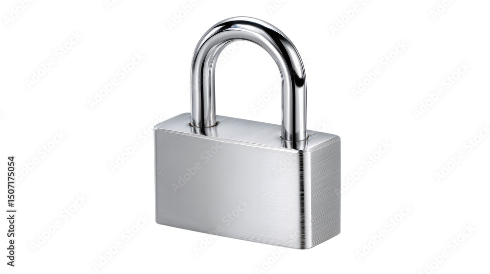 Secure Metal Lock: A close-up shot of a shiny, metallic padlock, reflecting the light, symbolizing security and protection. The robust design suggests strength and reliability. Secure Metal Lock: A close-up shot of a shiny, metallic padlock, reflecting the light, symbolizing security and protection. The robust design suggests strength and reliability.