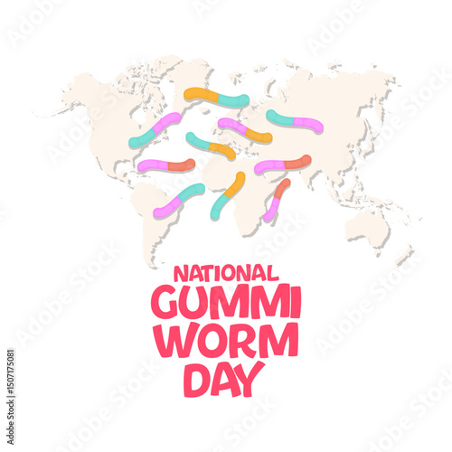 Vector graphic of National Gummi Worm Day for National Gummi Worm Day celebration.
