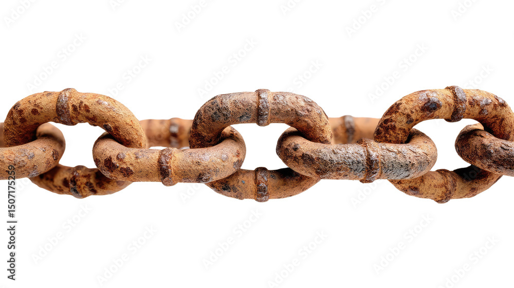 Obraz premium Rusty Chain: Close-up shot of a heavily rusted chain, the links show corrosion, symbolizing age, decay, and the passage of time.
