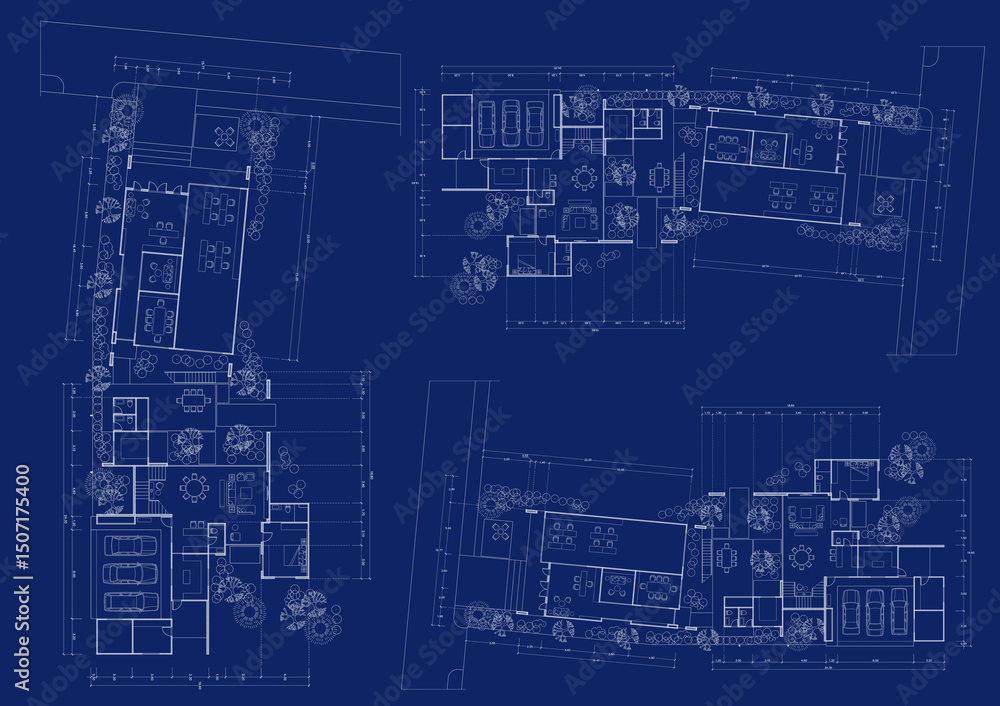 Floor plan designed building on the drawing. Floor plan designed building on the drawing.
