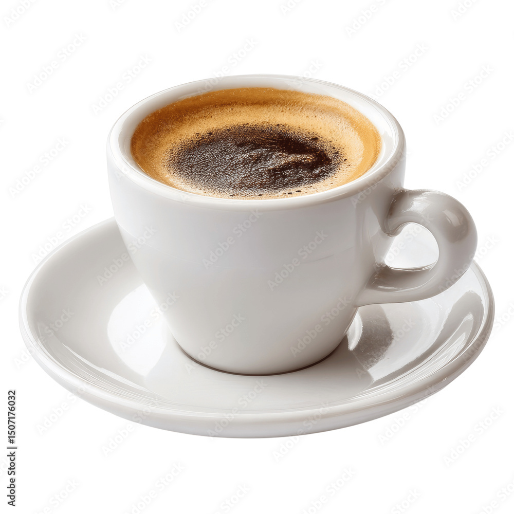 Fototapeta premium Aromatic Espresso in a White Cup and Saucer