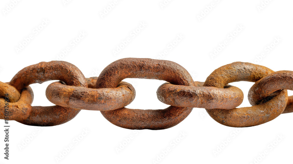 Obraz premium Rusty Chain: A close-up of a robust chain link, rusted and worn.