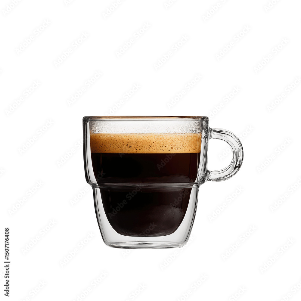 Naklejka premium Double-Walled Glass Espresso Cup with Crema