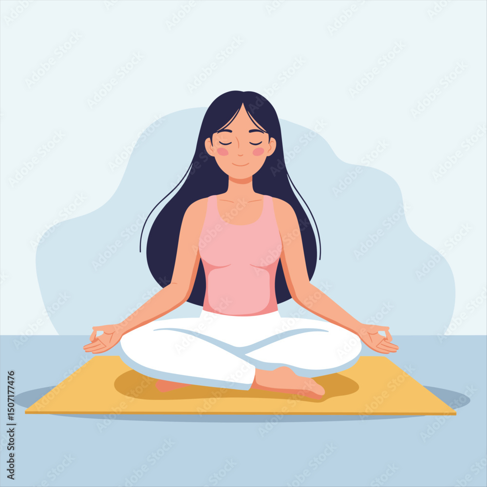 Woman Meditating Sitting in Lotus Posture Woman Meditating Sitting in Lotus Posture