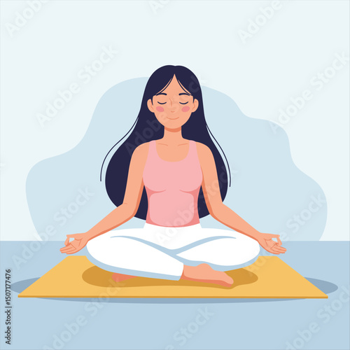 Woman Meditating Sitting in Lotus Posture