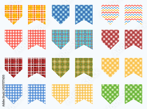 Set of são joão flags. Bandeirinhas de Festa junina. Collection with colorful party flags