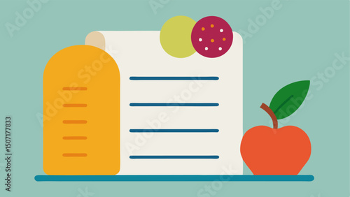 Daily Necessities An illustration of a grocery list featuring basic items like bread fruits and vegetables with no luxury items highlighting practical necessities instead of wants.