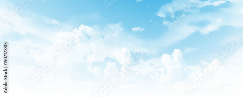 Blue sky with white cloud landscape background. Beautiful blue sky background. Vector design.
