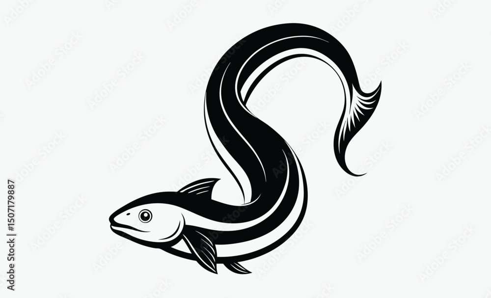 Fototapeta premium Eel Silhouette Vector
