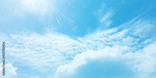 The blue sky and white clouds air indicate pure and fresh, bright weather canvas splashed with  store,m focusing on the clouds, a sunny day 