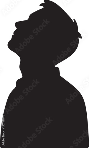 silhouette of a man looking up vector art illustration