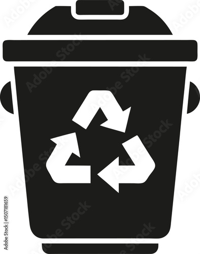 Silhouette of a recycle bin icon, which represents a container for collecting recyclable materials