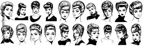 Elegant Women with Bouffant Hairstyles - Vintage Fashion Icons