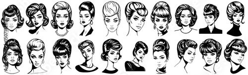 Retro Women Portrait Collection: Timeless Beauty in Black and White