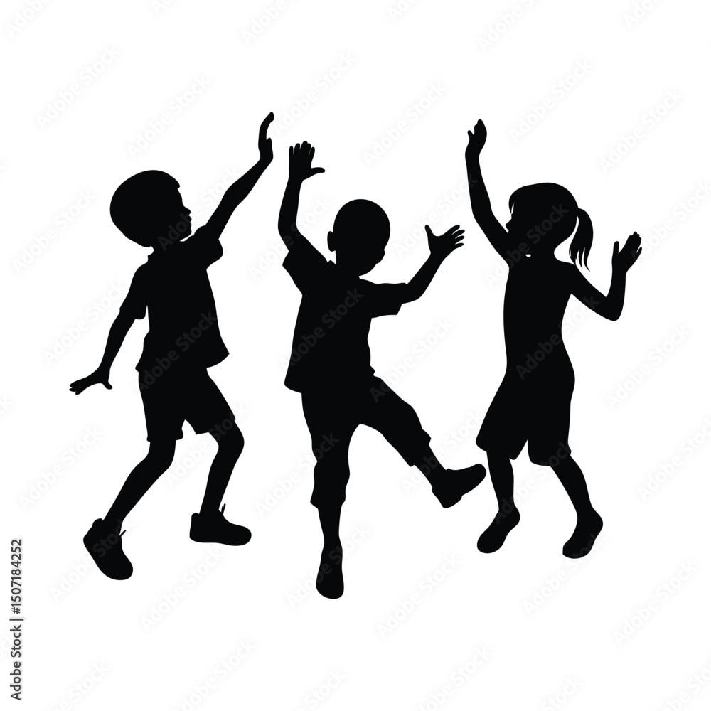 Obraz premium Children playing silhouette 