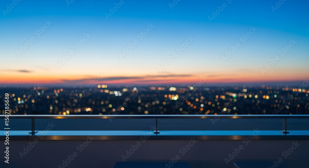 City Skyline View at Dusk from Rooftop Terrace City Skyline View at Dusk from Rooftop Terrace