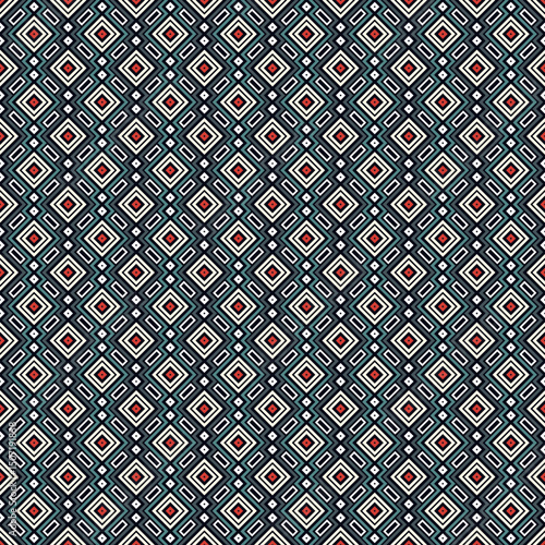 Ethnic, tribal seamless surface pattern. Repeated diamonds and rhombuses motif. Folk background. Folkloric wallpaper. Geometric ornament. Geo digital paper, textile print. Vector art