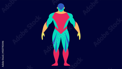 Muscle Mass Assessment An illustration depicting muscle groups on a fullbody MRI scan with healthy muscle areas outlined in bright colors emphasizing fitness as essential for