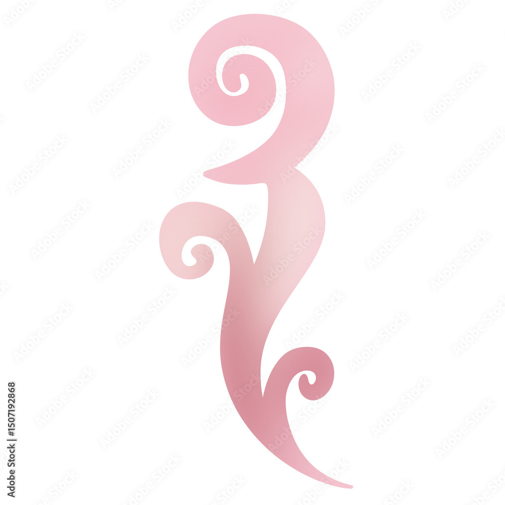 Obraz premium Three Curl Tail Ornament - Whimsical Pink Swirl Elements Set | Gradient Curl Ornaments PNG