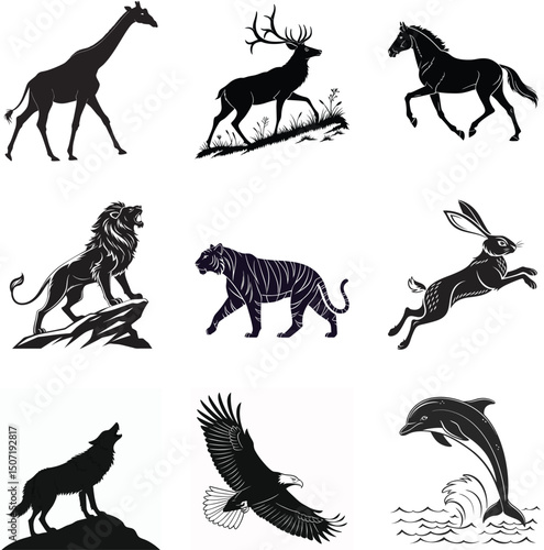 Assortment of Silhouetted Animals
