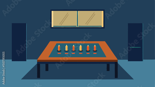 Ballistic Evidence A section of the room dedicated to ballistic evidence with a display of bullet casings laid out in an organized grid on a table.