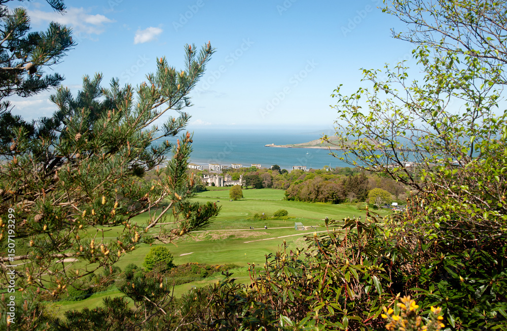 View on the Howth peninsula and golf coursein Deer park, Dublin, Ireland View on the Howth peninsula and golf coursein Deer park, Dublin, Ireland
