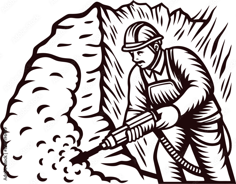 Fototapeta premium a-hand-drawn-worker-using-a-pneumatic-drill-to-ext (1).eps