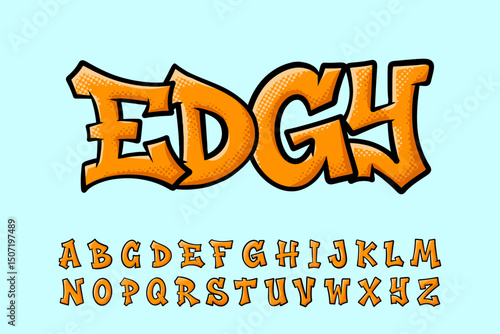Alphabet Orange Graffiti Cartoon Vector